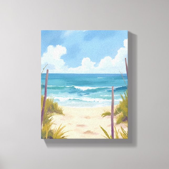 Toile Beach Path | Ocean Watercolor Coastal Painting (Recto)