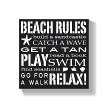Beach Rules By the Seashore Crisp Noir & blanc