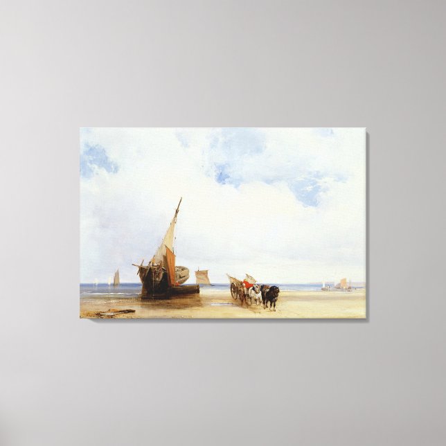 Toile Beached Vessels and a Wagon near Trouville, c.1825 (Recto)