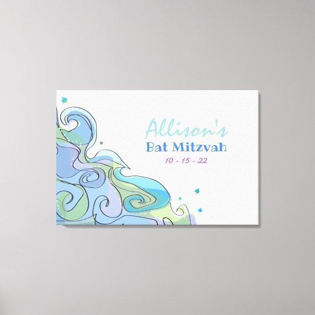 Toile BEACHY OCEAN Bat mitzvah Connexion Carte mémoire (Recto)