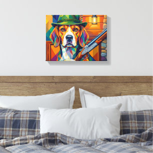 Toile Beagle chasseur Pop Art – Chien de chasse moderne