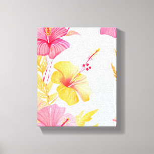 Toile Beau bel Hibiscus   Fleur Tropicale Aquarelle