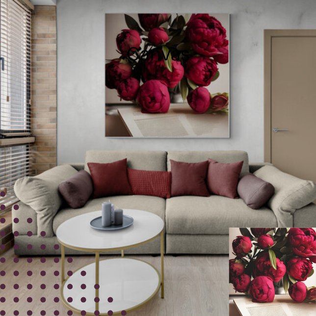 Toile Beau Bouquet de pivoines rouges Floral Digital (Créateur téléchargé)