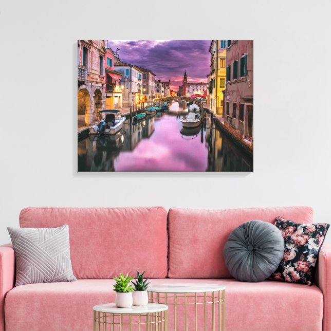 Toile Beau Canal avec Bâtiments & Bateaux (Insitu(Salon))