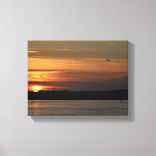 Toile Beau coucher de soleil sur la rivière