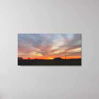 Toile Beau Coucher De Soleil Sur Les Champs