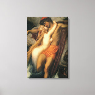 Toile Beau couple de sirènes en amour humain et sirène