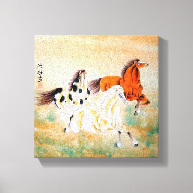 Toile Beau Horse Motif Oriental Wrapped Canvas Prin (Recto)