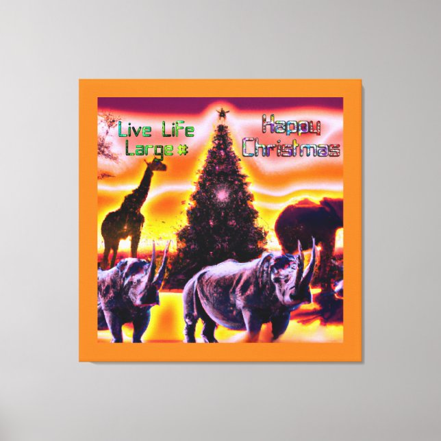 Toile Beau Kenya Animal Safari Joyeux Noël (Recto)