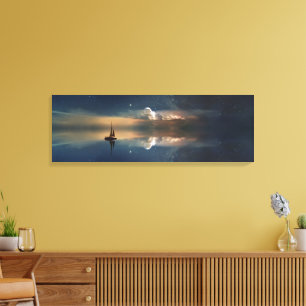 Toile Beau Ocean Sunset Voilier & Nuages