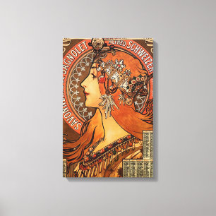 Toile Beau profil féminin - Mucha