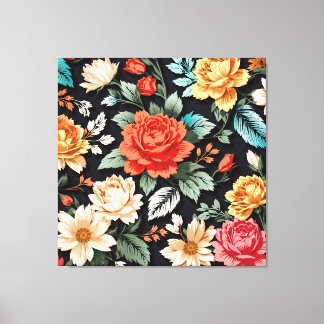 Toile Beau Rose avec art Arrière - plan noir
