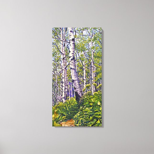 Toile Beau Vibrant Purple Green Aspen Trees (Recto)