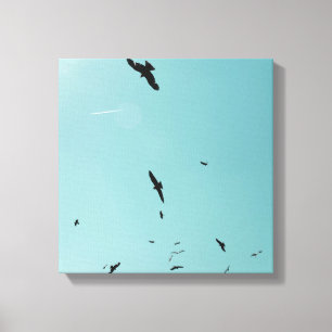Toile Beaucoup d'oiseaux et un controle