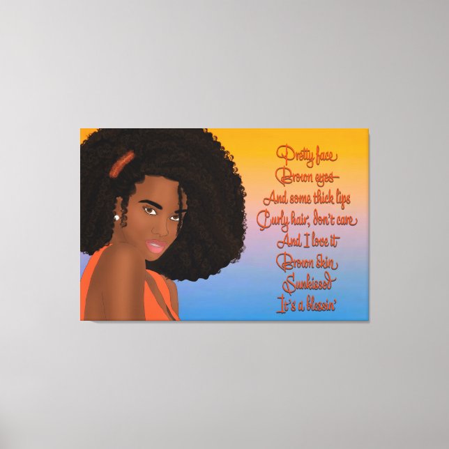 Toile Beauté baisée de soleil avec poème (Recto)