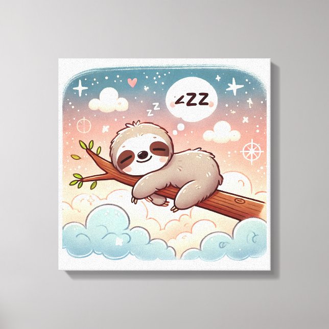 Toile Bébé Animaux - Sleeping Sloth Nursery Wall Art (Recto)