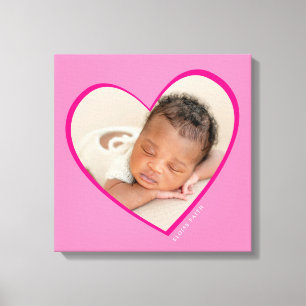 Toile BÉBÉ FILLE photo moderne stratifié coeur rose