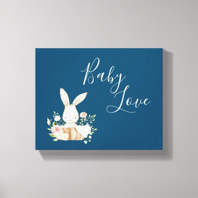 Toile Bébé Love Script Rose Bleu Girl Bois Animal (Recto)