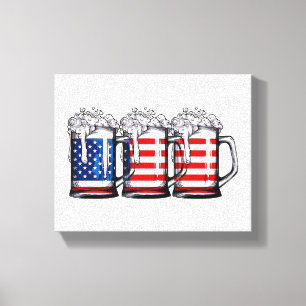 Toile Beer American Flag 4 juillet Hommes Femmes Merica