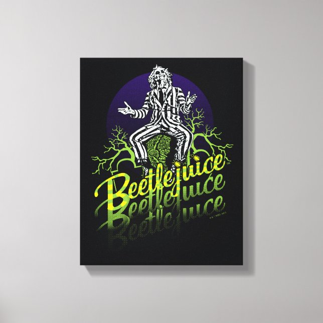 Toile Beetlejus | Assis sur une pierre tombale (Recto)