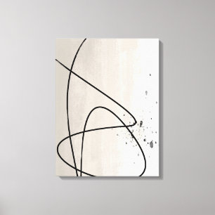 Toile Beige et noir One Line minimaliste Art Abstrait