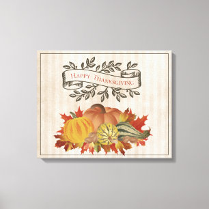Toile Beige Thanksgiving Citrouilles et Squash