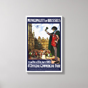 Toile Belgique Bruxelles Affiche Vintage restaurée