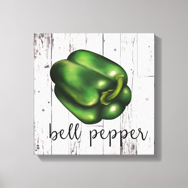Toile BELL PEPPER Blanc Bois rustique Ferme Cuisine (Recto)