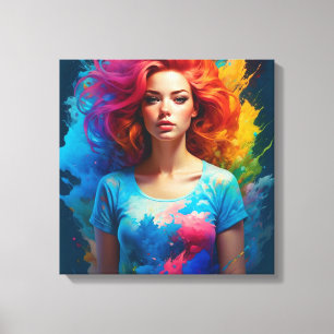 Toile Belle Ai Art femme colorée
