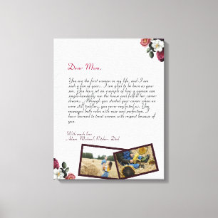 Toile belle chic lettre d'amour personnalisée manuscrite