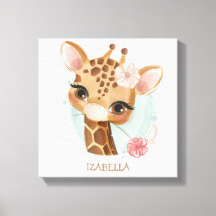 Toile belle fille girafe bébé pépinière