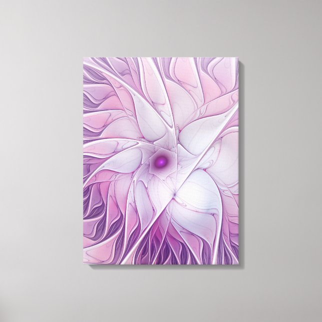 Toile Belle Fleur rose moderne Fractal Art Abstrait (Recto)