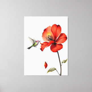Toile Belle Fleur Rouge