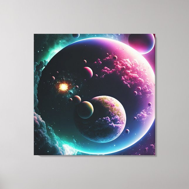 Toile Belle Galaxie Planètes spatiales Voie Lactée (Recto)
