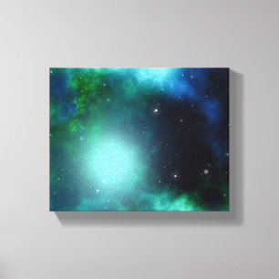 Toile Belle Nebula verte remplie d'étoiles