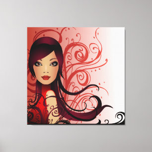 Toile Belle Peinture de coiffure pour fille enveloppée