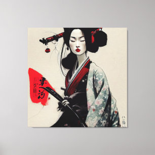 Toile Belle peinture japonaise Geisha Stretched Canvas