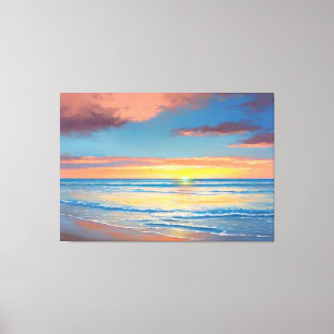 Toile Belle Plage Coucher de soleil Peinture Canvas Impr