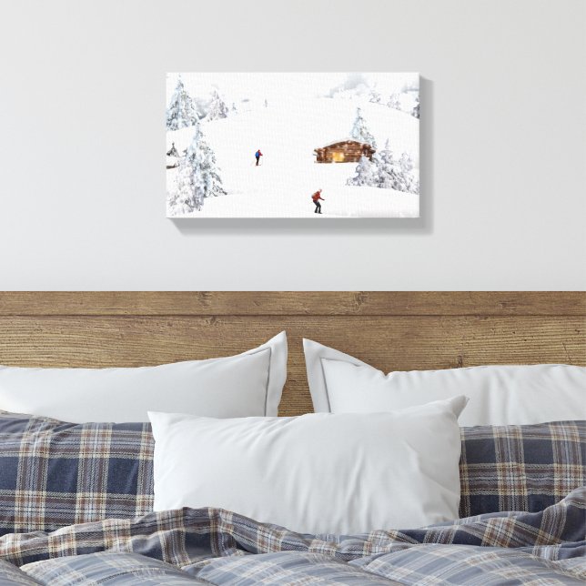 Toile Belle scène d'hiver Cabine Skieurs (Insitu(Chambre))