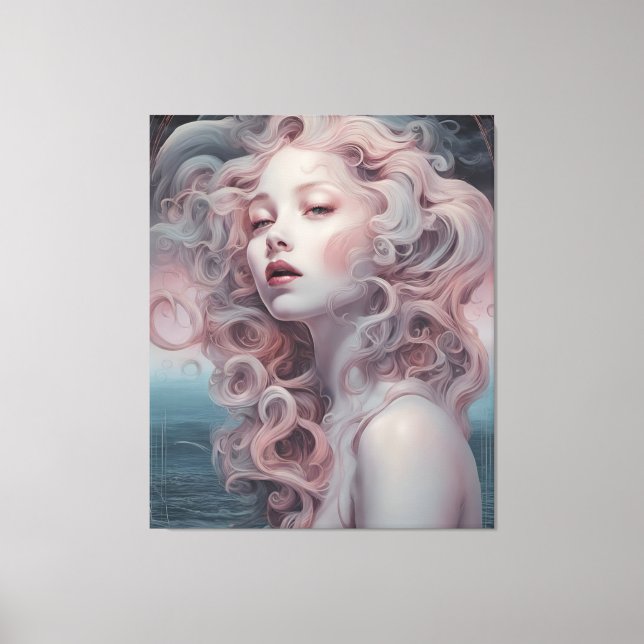 Toile Belle Sirène De Cheveux Rose (Recto)