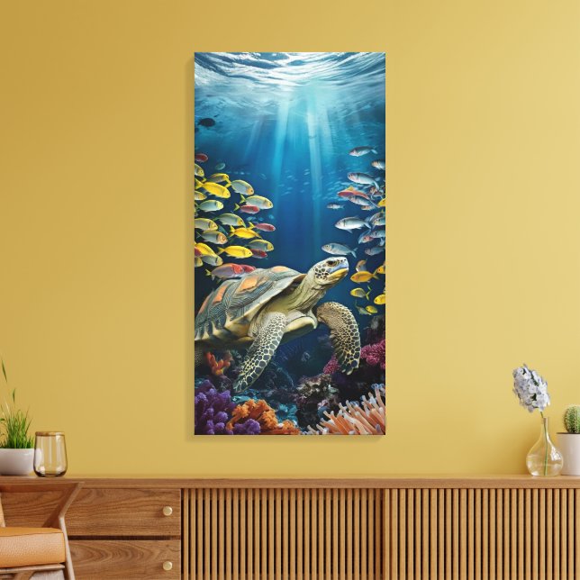 Toile Belle Tortue, Poisson et Plantes Marines Impressio (Insitu(Salon))