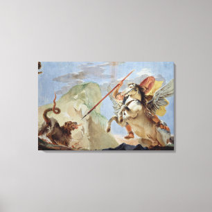 Toile Bellerophon, à cheval Pegasus, tuant la Chimera,