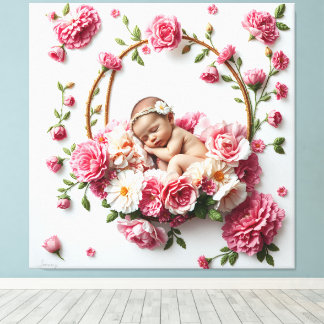 Toile Bénédiction de l'oeillet rose en hiver Fleur de bé