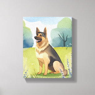 Toile Berger Allemand   Peinture Aquarelle de Chien