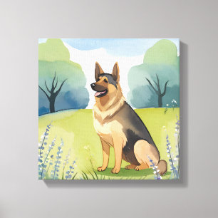 Toile Berger Allemand   Peinture aquarelle de chien