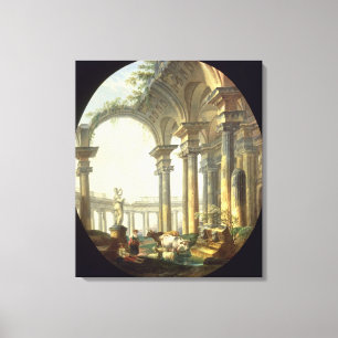Toile Bergers avec des animaux dans un paysage classique
