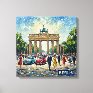 Toile Berlin Porte de Brandebourg Voitures Classiques Dé