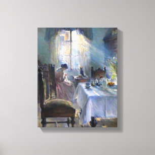 Toile Bertha Wegmann - Femme cousant dans un intérieur