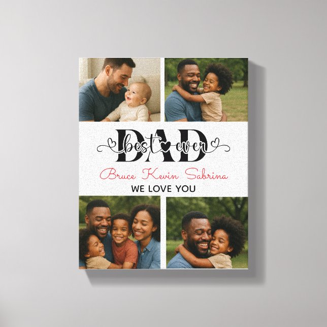 Toile Best Father Ever Personalized Photo Collage (Recto)