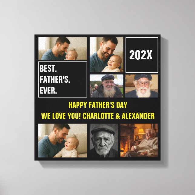 Toile Best Father Ever Photo Collage and Custom Text (Recto)